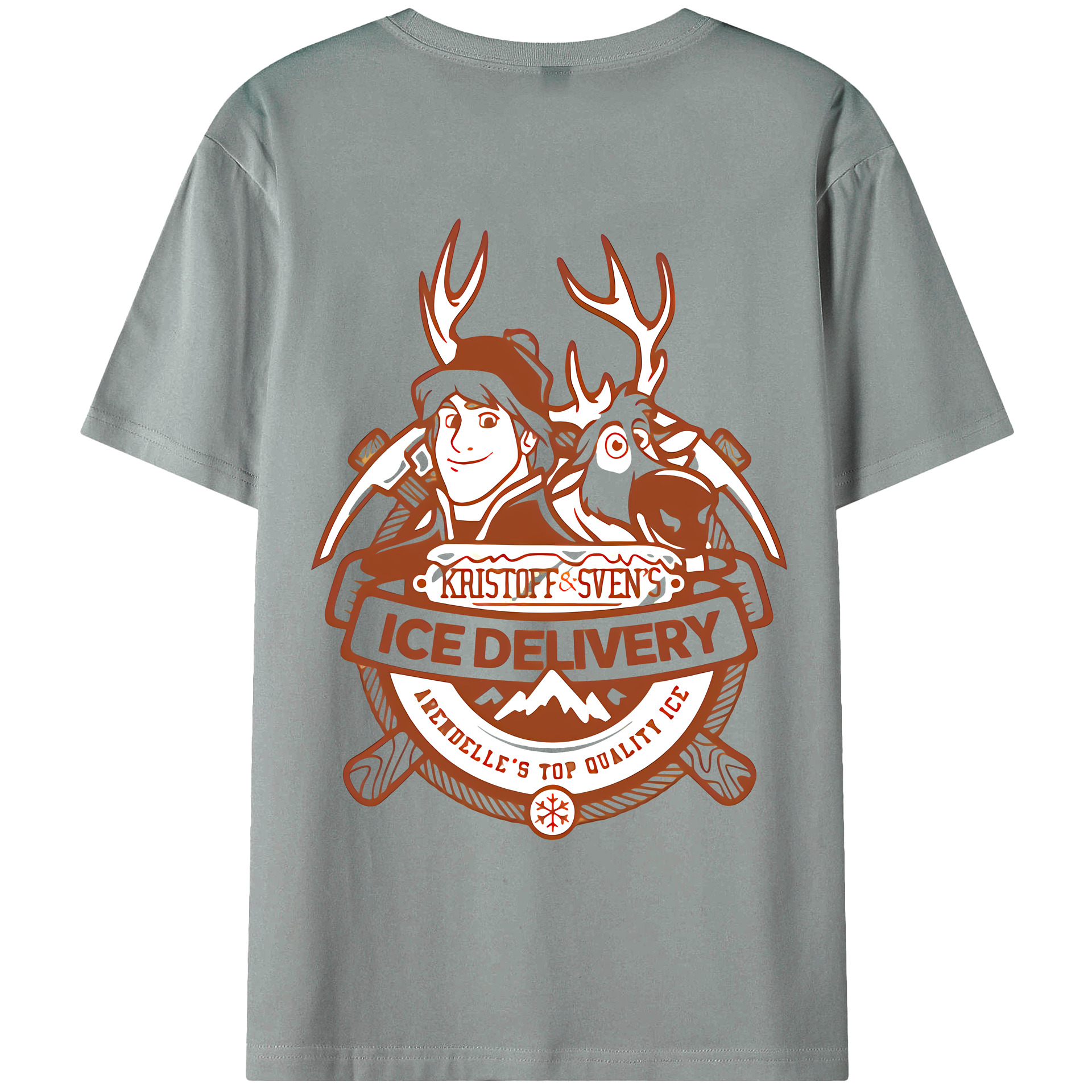 （画像用） アナと雪の女王 アンナ エルサ Frozen Anna Elsa 綿100％ メンズ半袖Tシャツ（バックプリント） 通気性